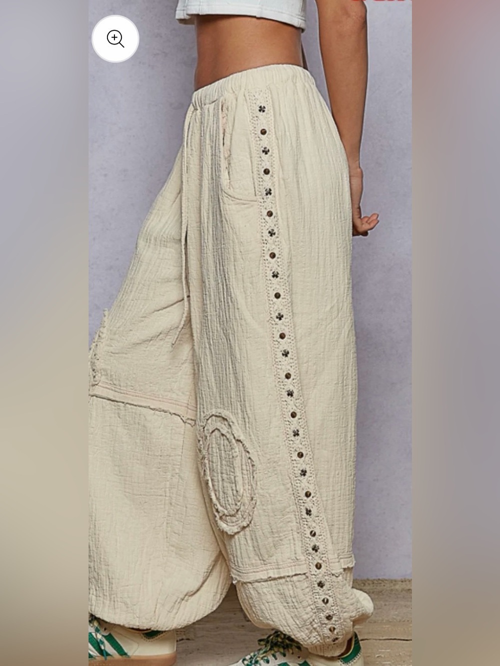 POL CREAM GAUZE STUDDED SWEATPANTS - Picture 3 of 10